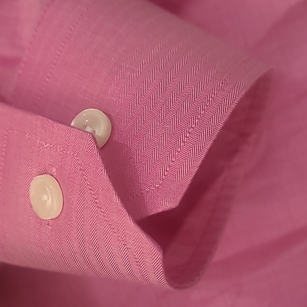 Eton Mens Slim Semi-Twill Contrast Collar Pink Dress Shirt Like New 15 3/4 - Picture 8 of 12